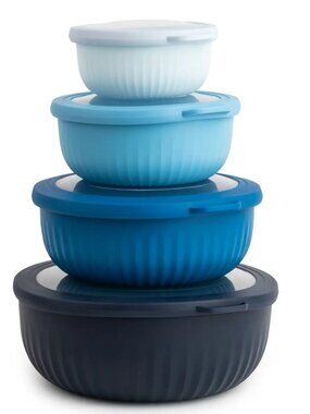 8pc Ribbed Round Storage Bowls - Blue Ombre